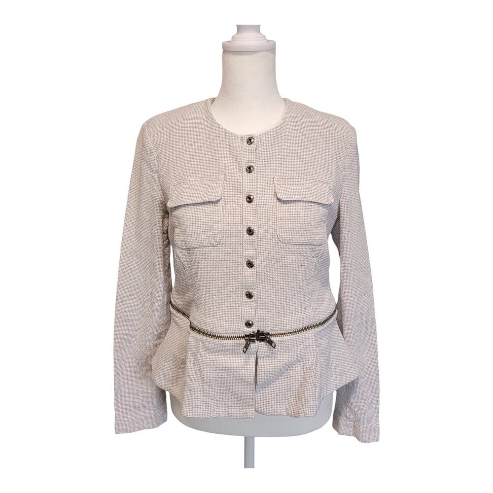 Carol Anderson Jacket Womens 4 Gray Convertible Zip Off Peplum Cropped Blazer